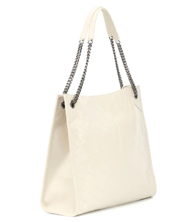 Shop Saint Laurent Niki Large Leather Tote In White
