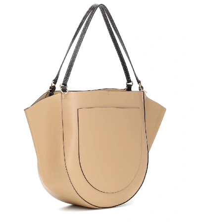 Shop Wandler Mia Leather Tote In Beige