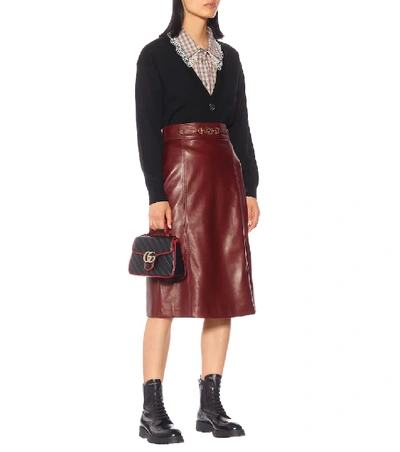 Shop Gucci Gg Marmont Mini Leather Shoulder Bag In Black