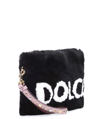 Shop Dolce & Gabbana Printed Fur Clutch In Black