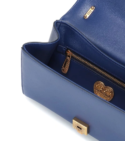 Shop Dolce & Gabbana Devotion Small Leather Shoulder Bag In Blue