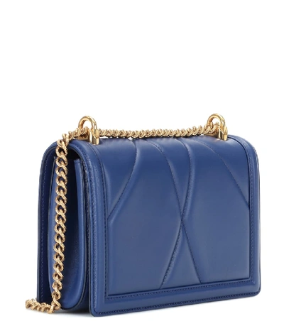 Shop Dolce & Gabbana Devotion Small Leather Shoulder Bag In Blue