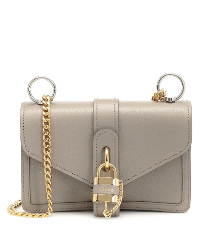 Shop Chloé Aby Medium Leather Shoulder Bag In Grey