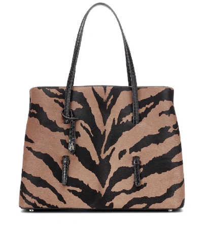 Shop Alaïa Mina Medium Calf Hair Tote In Brown