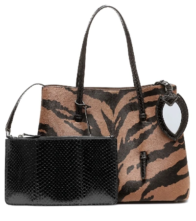 Shop Alaïa Mina Medium Calf Hair Tote In Brown