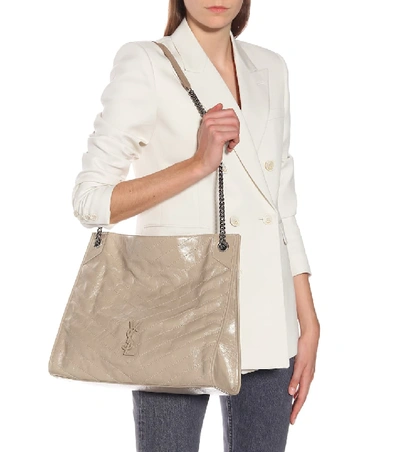 Shop Saint Laurent Niki Large Leather Shoulder Bag In Beige