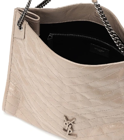 Shop Saint Laurent Niki Large Leather Shoulder Bag In Beige