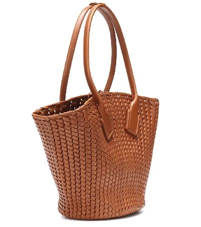 Shop Bottega Veneta Basket Leather Tote In Brown