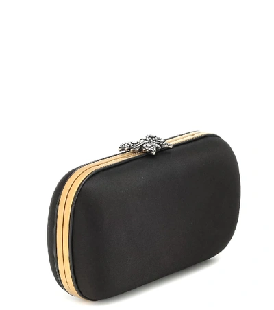 Shop Gucci Broadway Embellished Satin Clutch In Black