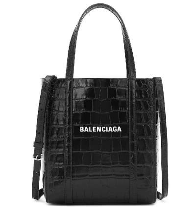 Shop Balenciaga Everyday Xxs Leather Tote In Black