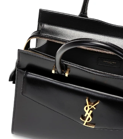 Shop Saint Laurent Uptown Medium Leather Tote In Black