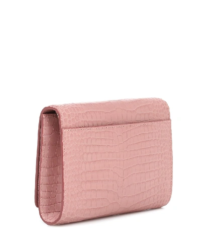 Shop Jimmy Choo Varenne Croc-effect Leather Clutch In Pink