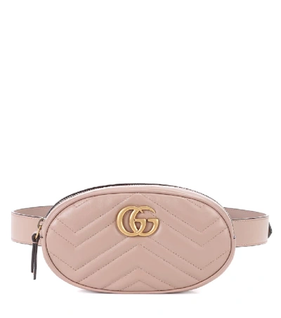 Shop Gucci Gg Marmont Leather Belt Bag In Beige