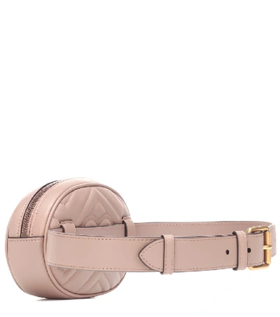 Shop Gucci Gg Marmont Leather Belt Bag In Beige