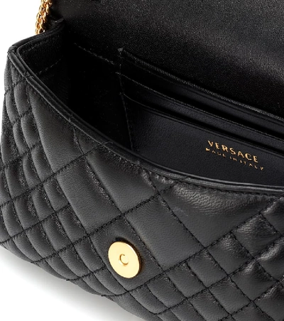 Shop Versace Quilted Medusa Leather Shoulder Bag In Black