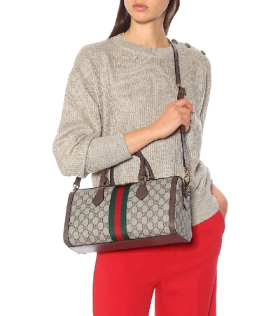 Shop Gucci Ophidia Gg Shoulder Bag In Brown