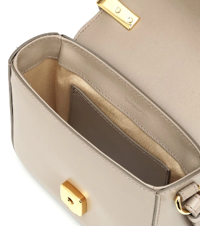 Shop Chloé C Mini Leather Shoulder Bag In Grey