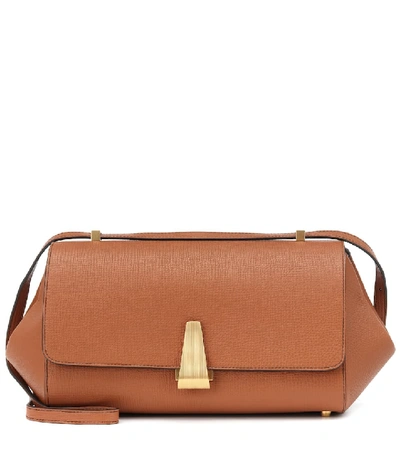 Shop Bottega Veneta Angle Leather Shoulder Bag In Wood-gold