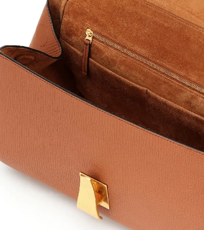 Shop Bottega Veneta Angle Leather Shoulder Bag In Wood-gold