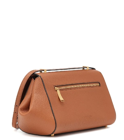 Shop Bottega Veneta Angle Leather Shoulder Bag In Wood-gold