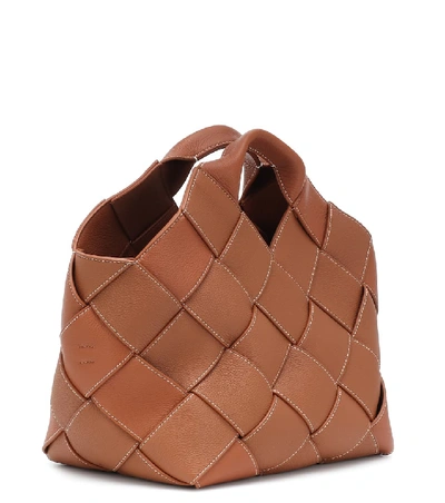 Shop Loewe Woven Leather Tote In Brown