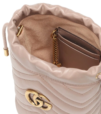 Shop Gucci Gg Marmont Mini Leather Bucket Bag In Pink