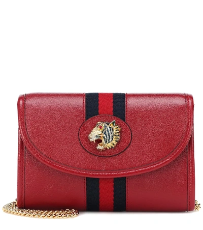 Shop Gucci Rajah Mini Leather Shoulder Bag In Red