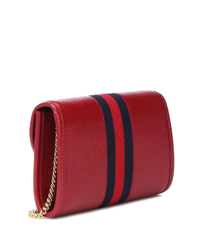 Shop Gucci Rajah Mini Leather Shoulder Bag In Red