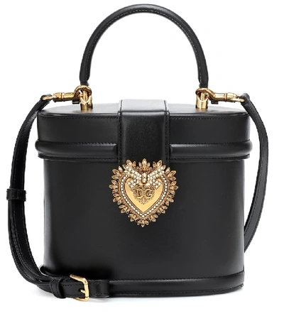 Shop Dolce & Gabbana Devotion Leather Bucket Bag In Black