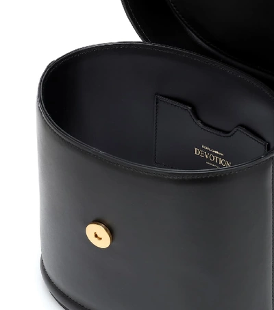 Shop Dolce & Gabbana Devotion Leather Bucket Bag In Black