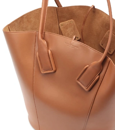 Shop Bottega Veneta Basket Leather Tote In Brown