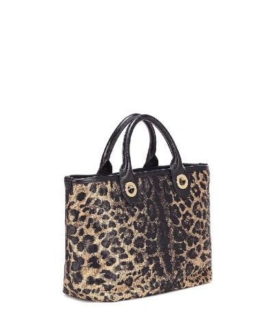 Shop Dolce & Gabbana Kendra Leopard Jacquard Shopper In Beige