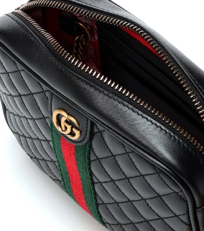 Shop Gucci Mini Quilted Leather Shoulder Bag In Black