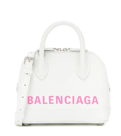 Shop Balenciaga Ville Xxs Leather Tote In White