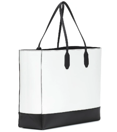 Shop Balmain Logo Medium Leather Tote In White