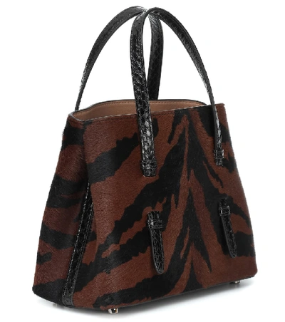 Shop Alaïa Mina Mini Calf Hair Tote In Brown