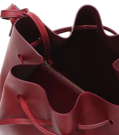 Shop Mansur Gavriel Bucket Leather Crossbody Bag In Red
