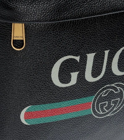 Shop Gucci Printed Leather Backpack In Black