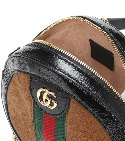 Shop Gucci Ophidia Mini Round Shoulder Bag In Brown