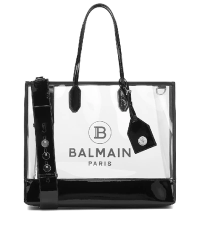 Shop Balmain Logo Medium Pvc Tote In Black