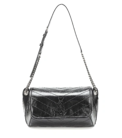 Shop Saint Laurent Niki Crinkled-leather Belt Bag In Black