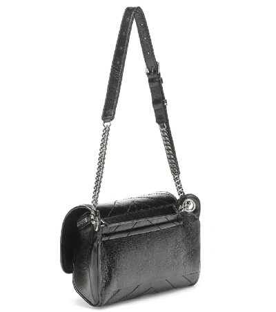 Shop Saint Laurent Niki Crinkled-leather Belt Bag In Black