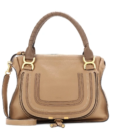 Shop Chloé Marcie Medium Leather Tote In Brown