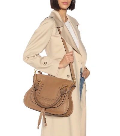 Shop Chloé Marcie Medium Leather Tote In Brown