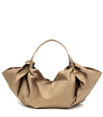 Shop Nanushka Inda Cotton-blend Tote In Beige