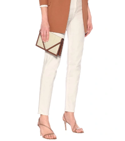 Shop Hunting Season The Envelope Leather And Fique Clutch In White