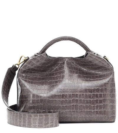 Shop Elleme Raisin Croc-effect Shoulder Bag In Grey