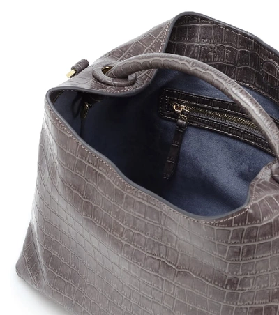 Shop Elleme Raisin Croc-effect Shoulder Bag In Grey