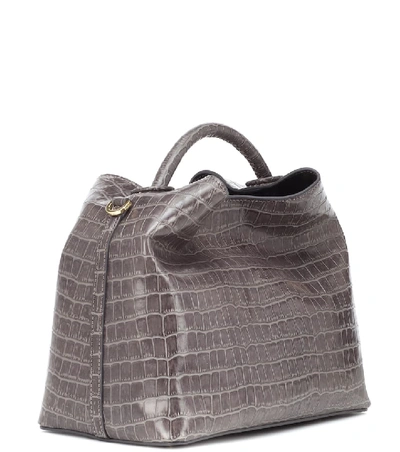 Shop Elleme Raisin Croc-effect Shoulder Bag In Grey