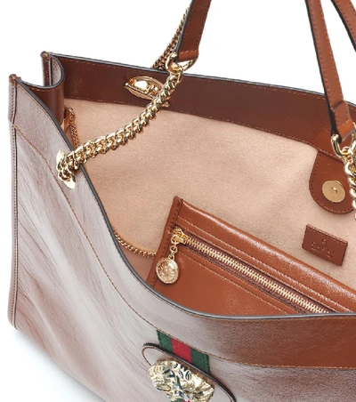 Shop Gucci Large Rajah Leather Tote In Brown